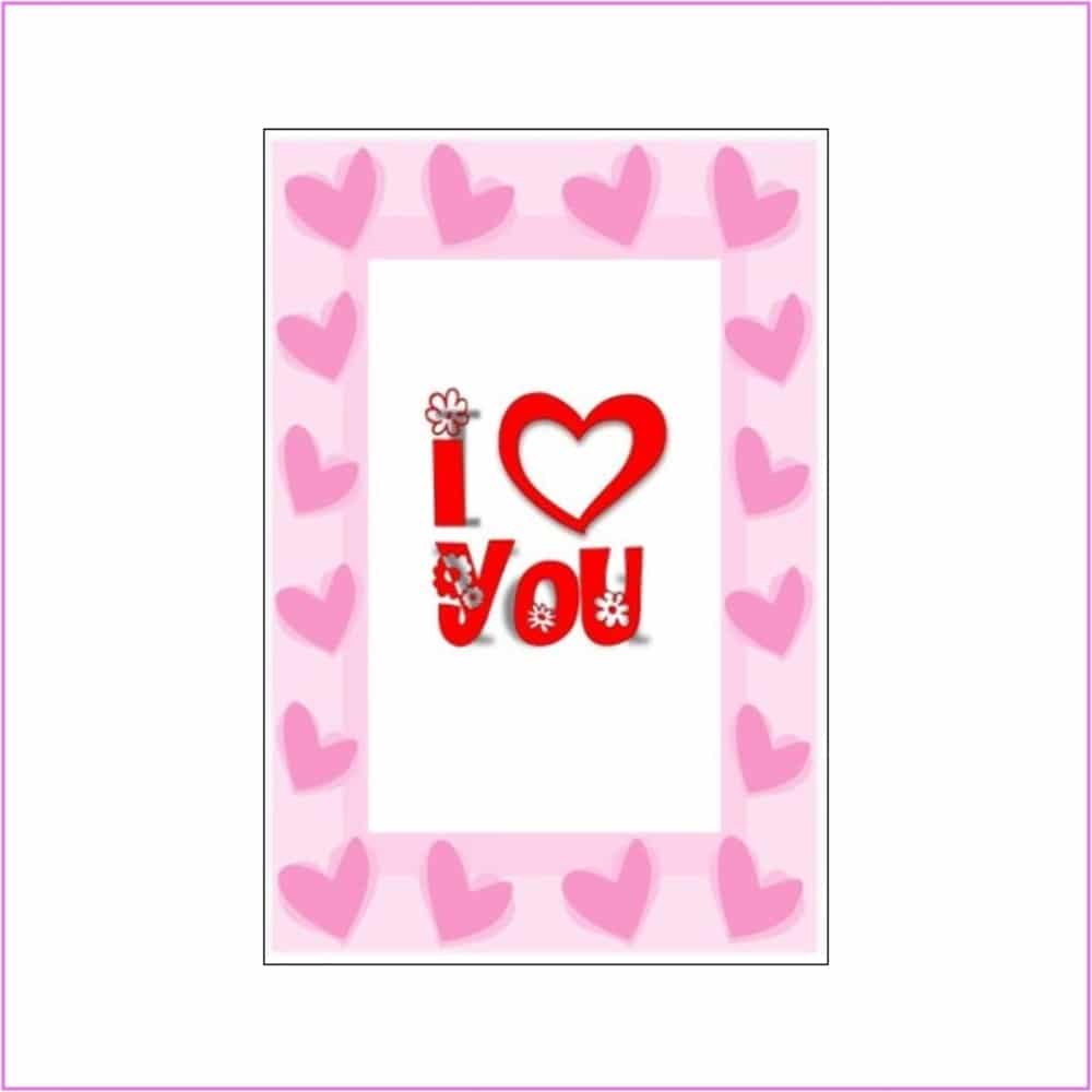 love card with hearts border and love message