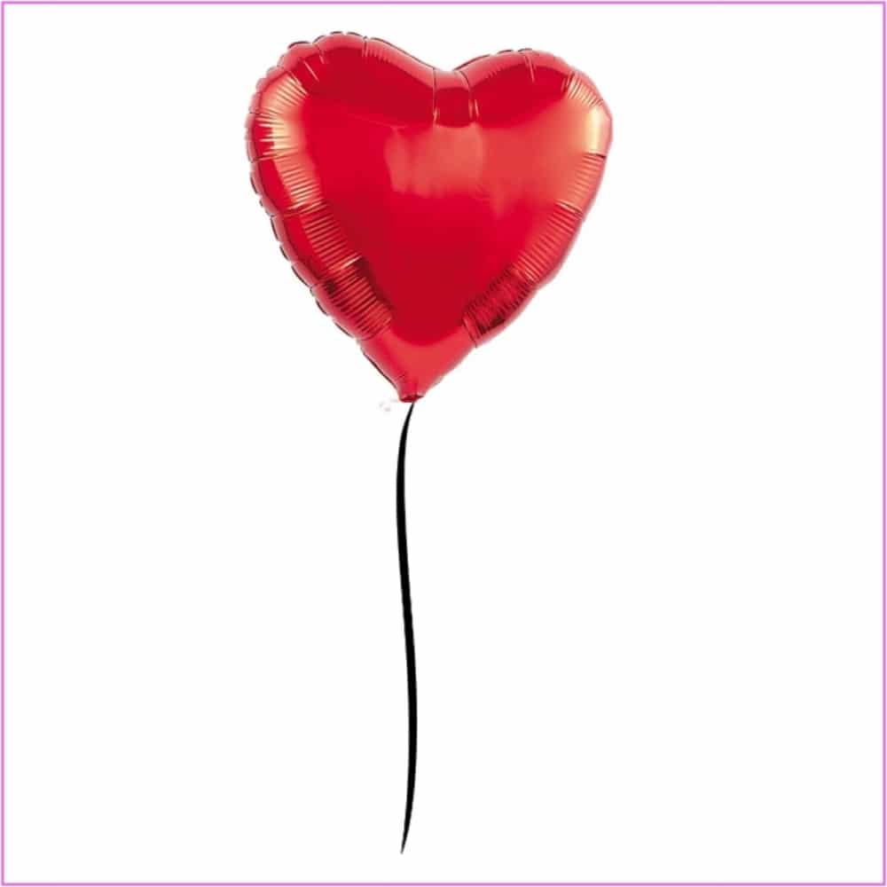 red heart floating foil balloon